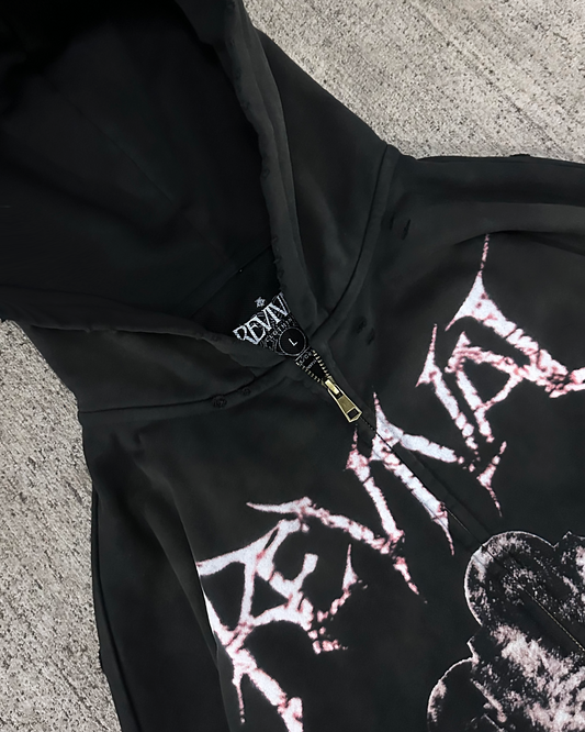 GRAVE DISTRESSED ZIP UP