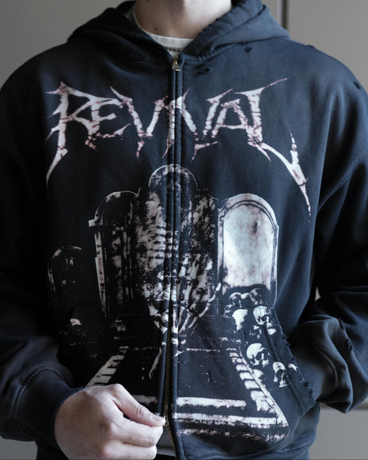GRAVE DISTRESSED ZIP UP